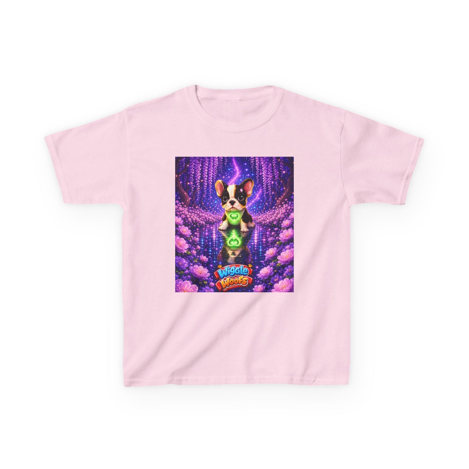 French Bulldog Glowing Orb Kids Tee | Neon Fantasy Puppy, Cosmic Forest - Image 13