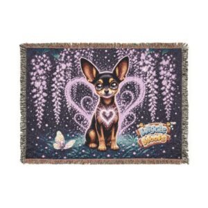 penny-wiggle-woofs-chihuahua-heart-woven-blanket-cute-fairy-garden-throw