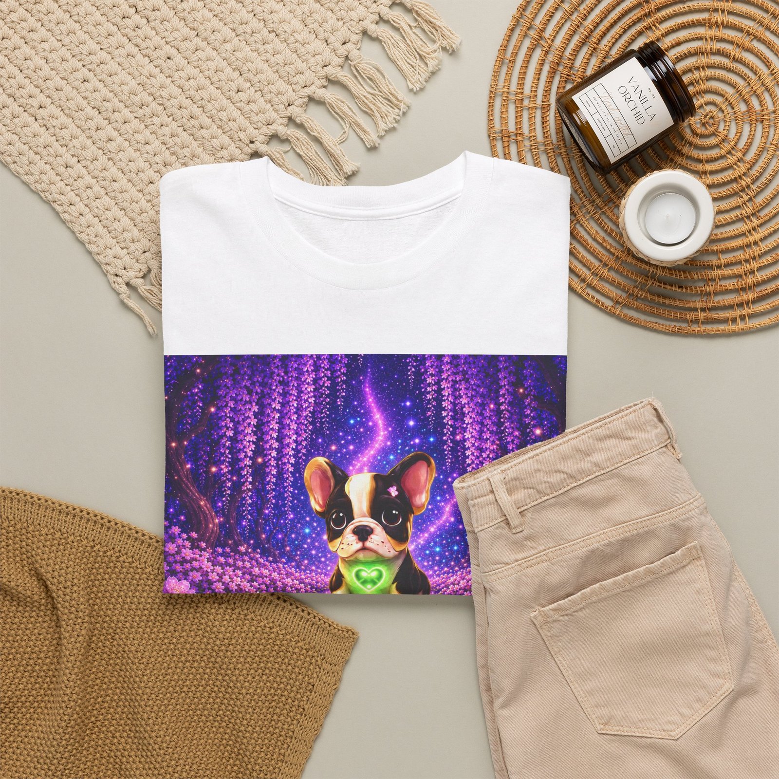 Bella's Magical Heartlight T-Shirt | Wiggle Woofs™-Cute French Bulldog T-Shirt - Image 6