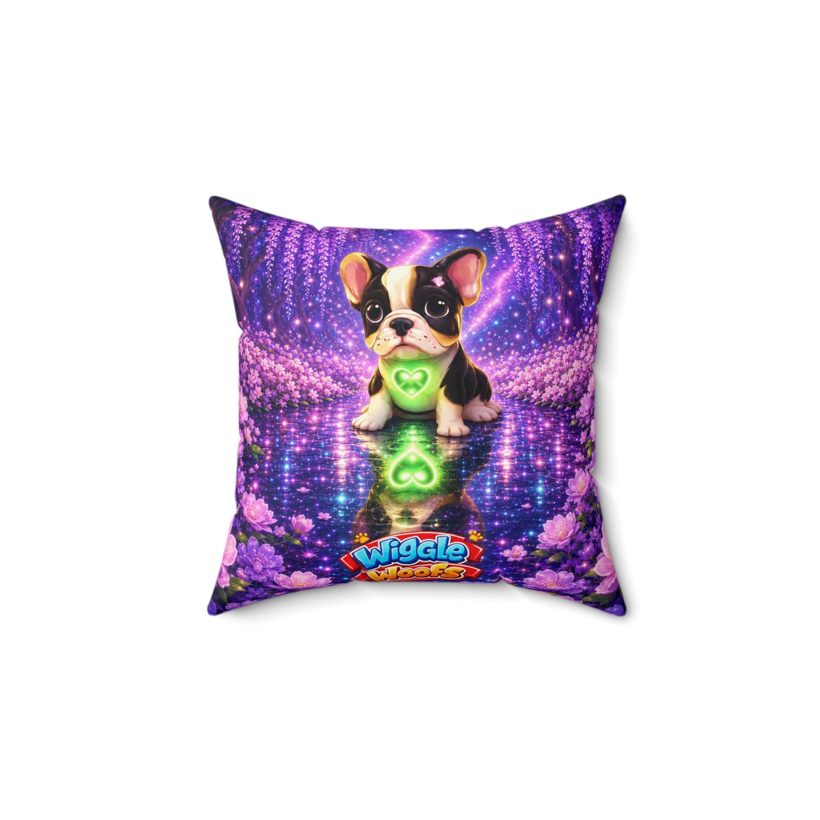 Bella's Magical Heartlight Faux Suede Throw Pillow