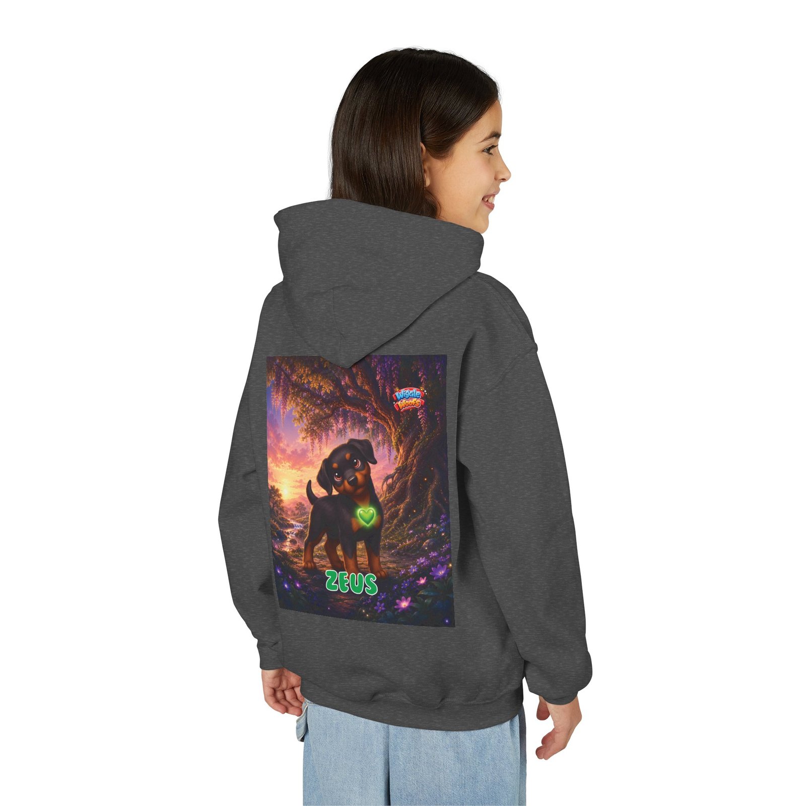 Zeus Wiggle Woofs™ Youth Heavy Blend Hooded Sweatshirt - Image 9