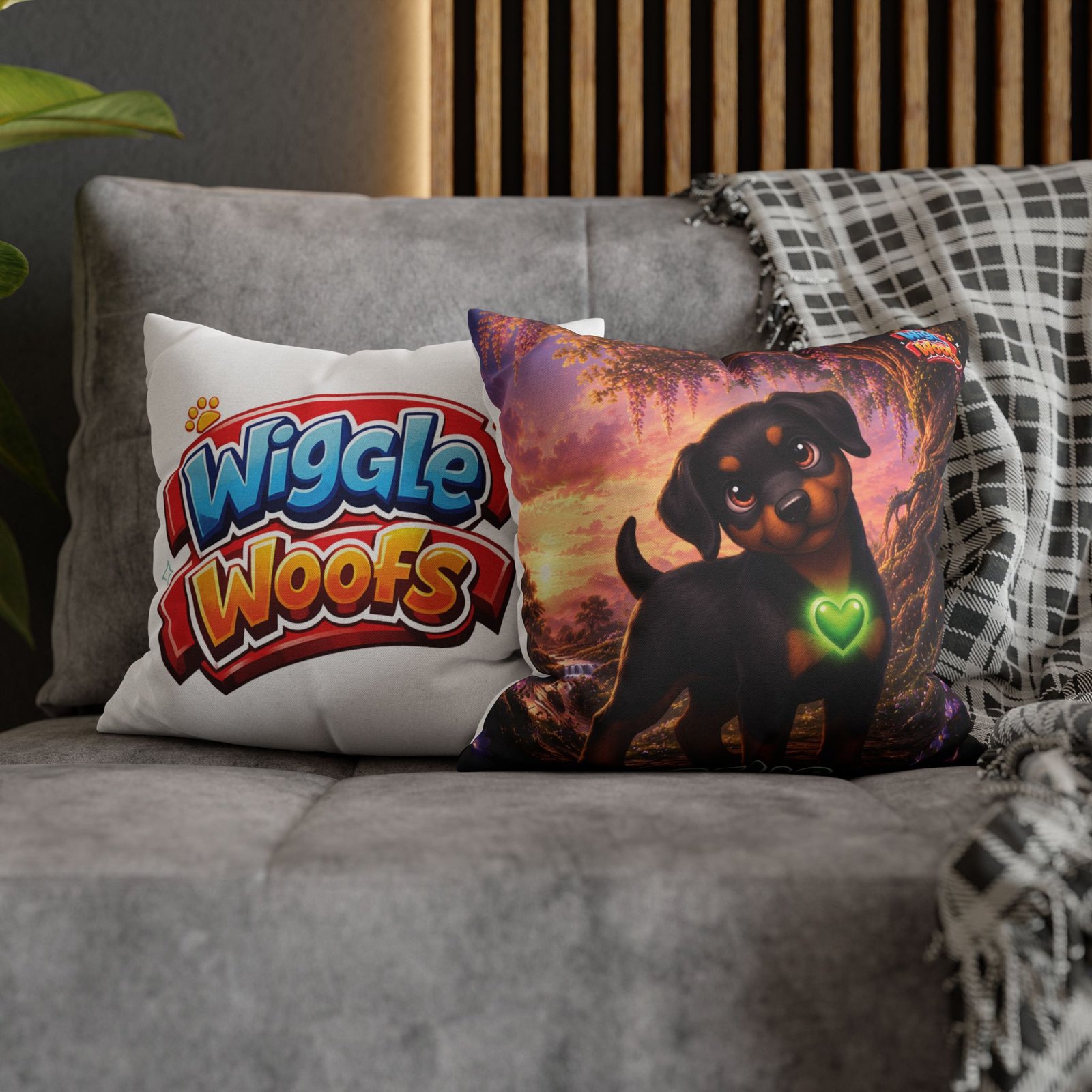 Zeus Wiggle Woofs™ Spun Polyester Square Pillowcase - Image 7