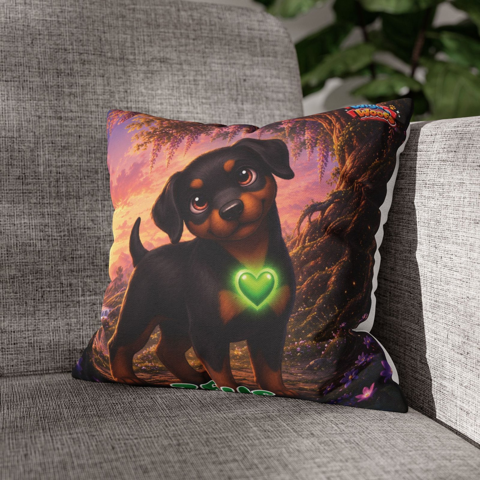 Zeus Wiggle Woofs™ Spun Polyester Square Pillowcase - Image 6