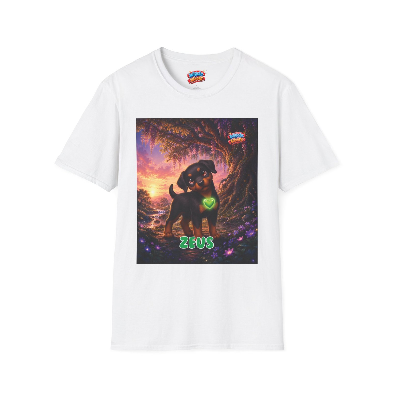 Zeus Wiggle Woofs™ Unisex Softstyle T-Shirt - Image 3