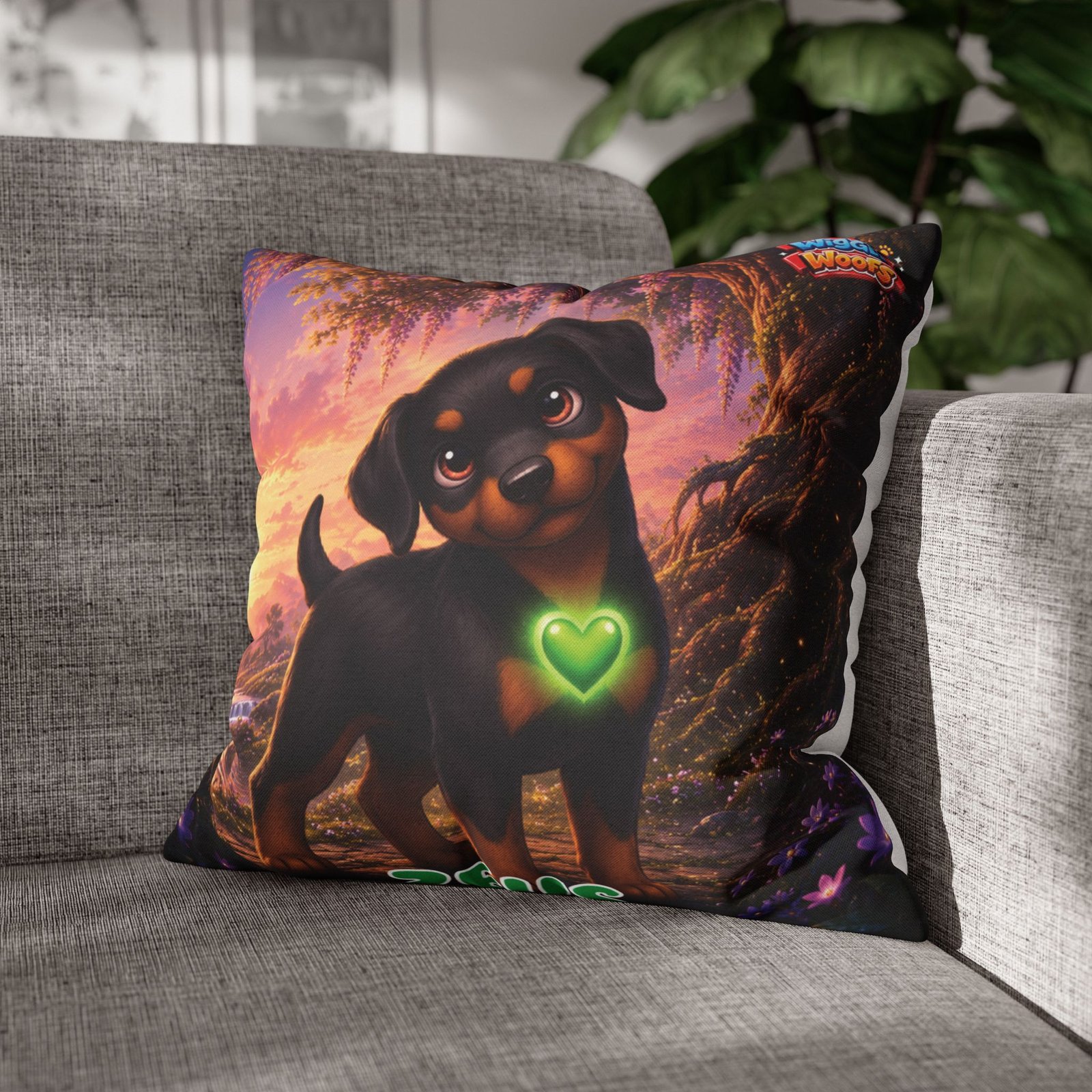 Zeus Wiggle Woofs™ Spun Polyester Square Pillowcase - Image 13