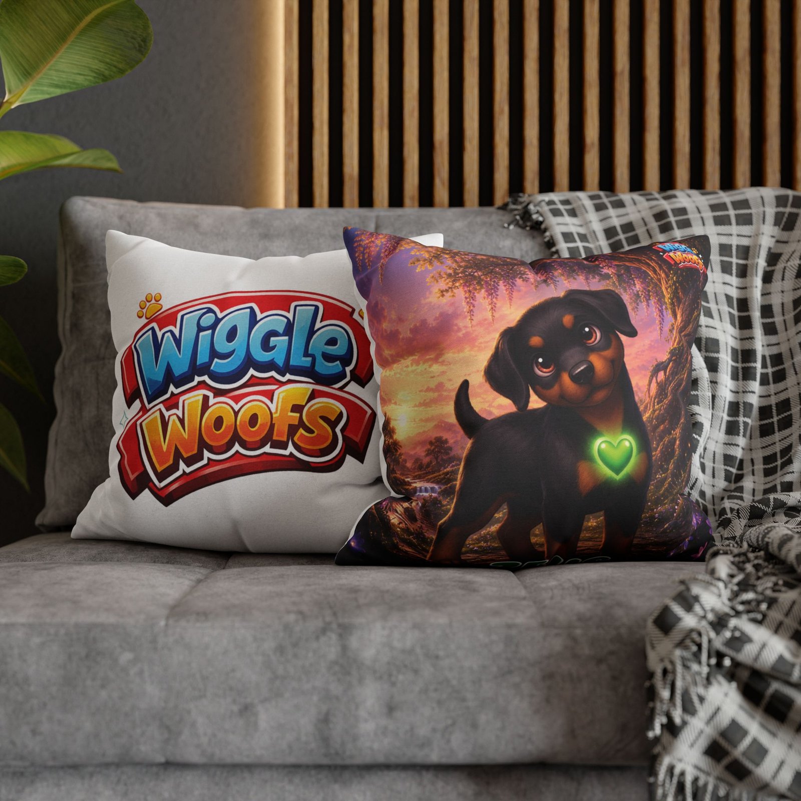 Zeus Wiggle Woofs™ Spun Polyester Square Pillowcase - Image 14