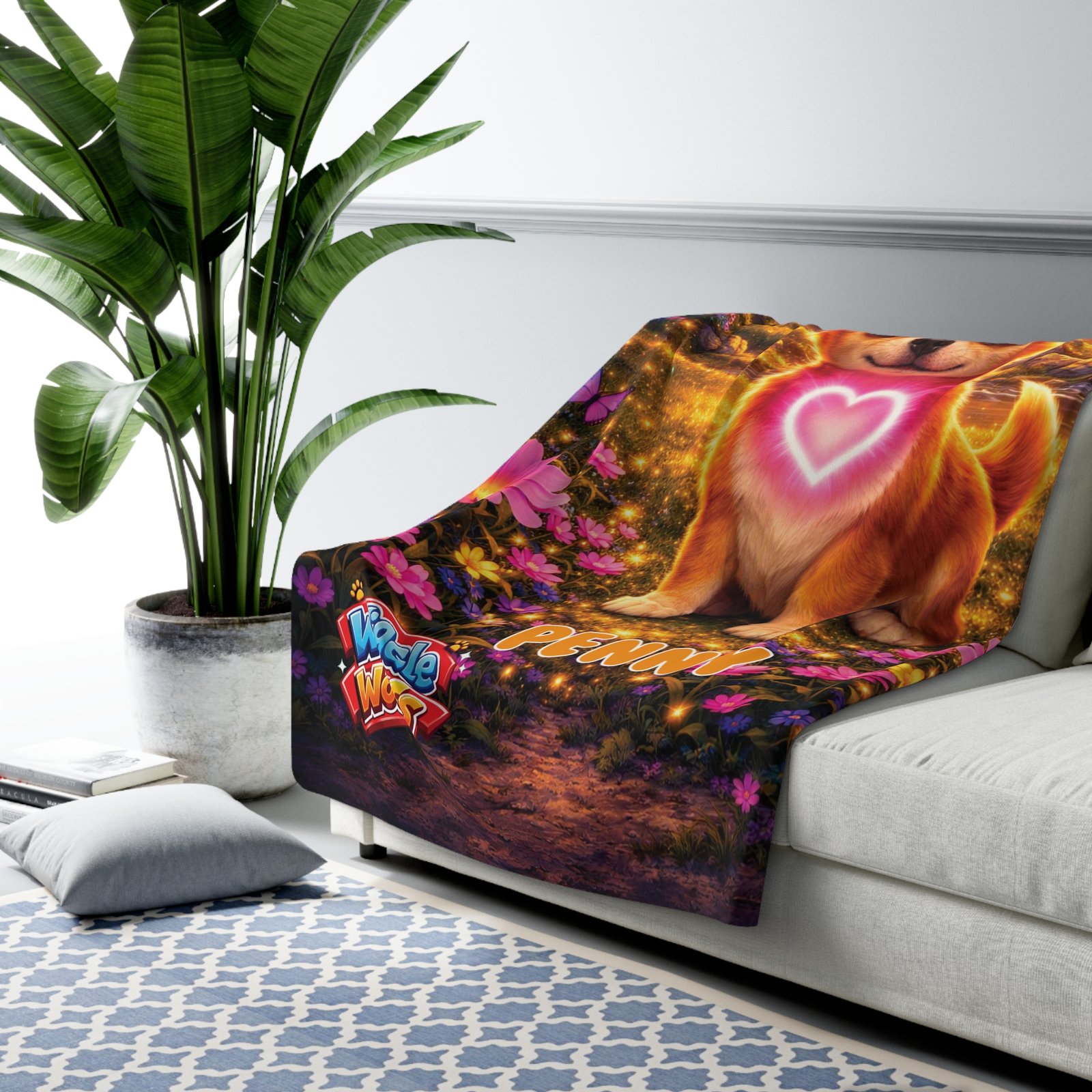 'Penny' Wiggle Woofs™ Sherpa Fleece Blanket - Image 7