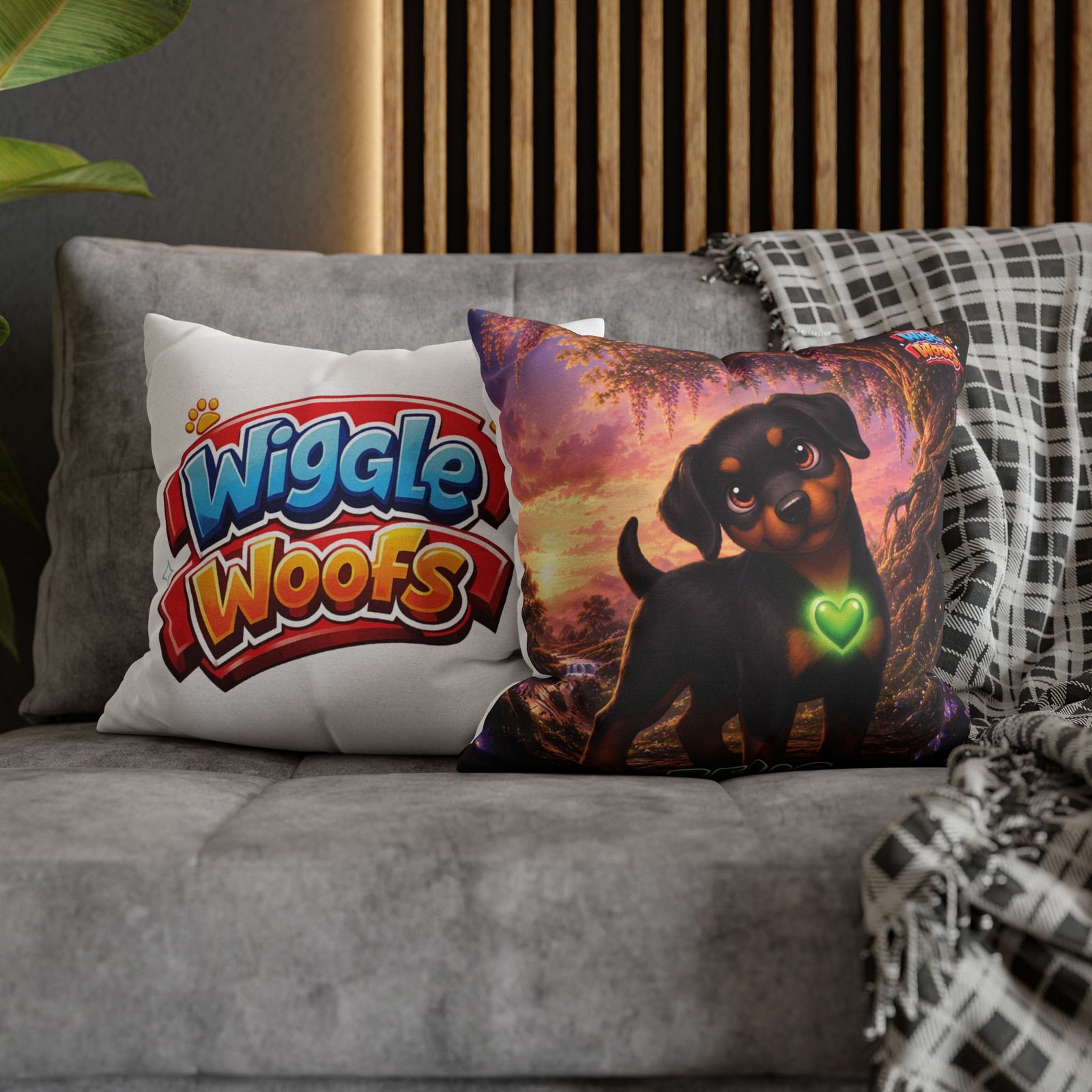 Zeus Wiggle Woofs™ Spun Polyester Square Pillowcase - Image 11