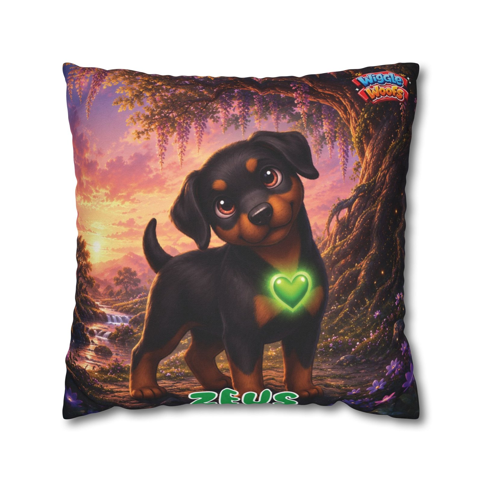 Zeus Wiggle Woofs™ Spun Polyester Square Pillowcase - Image 15
