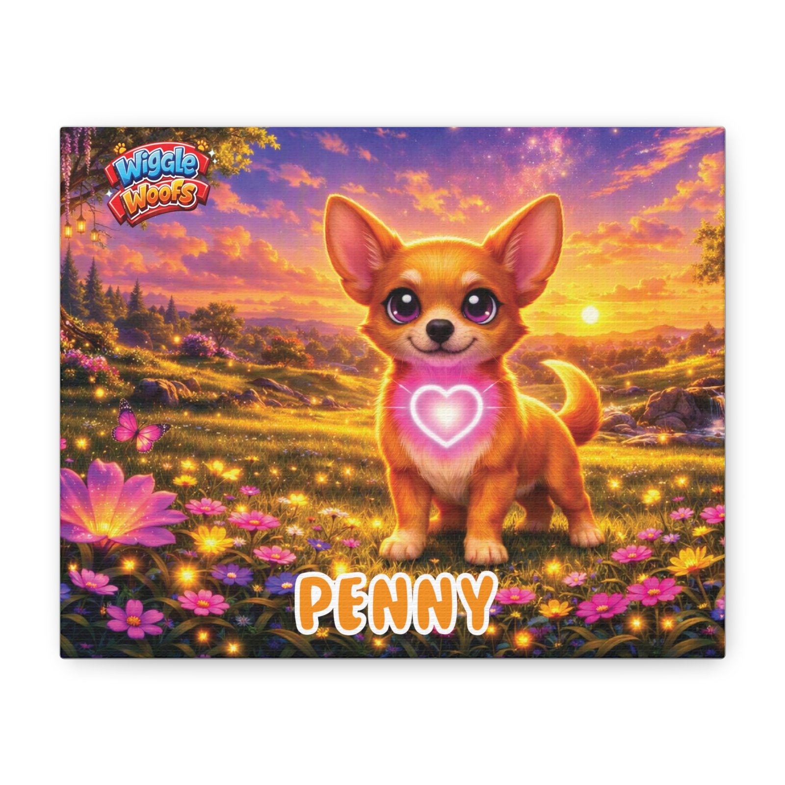 'Penny' Wiggle Woofs™ Matte Canvas, Stretched, 1.25"
