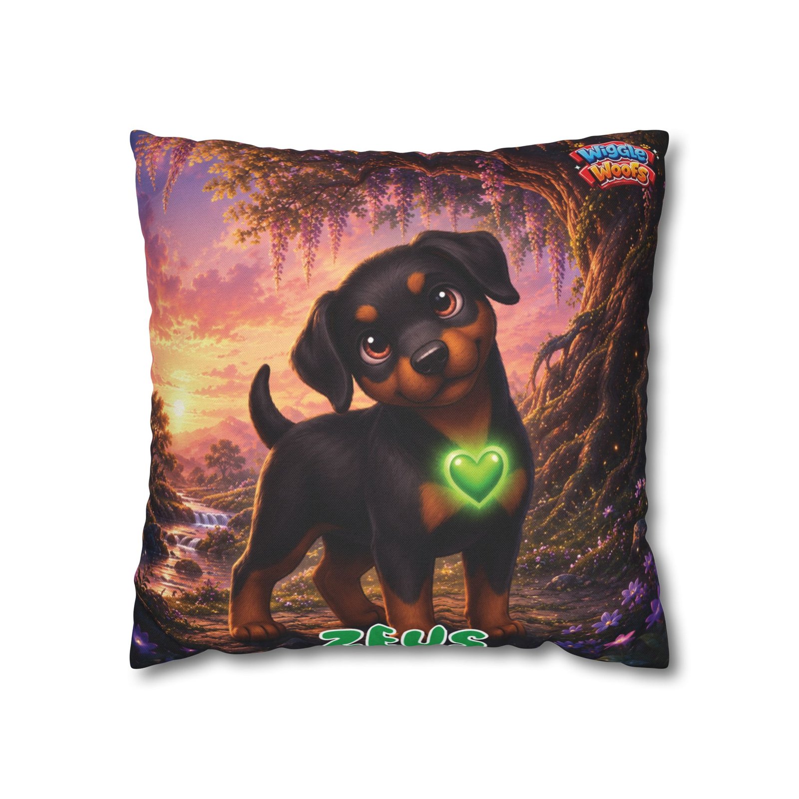 Zeus Wiggle Woofs™ Spun Polyester Square Pillowcase - Image 8