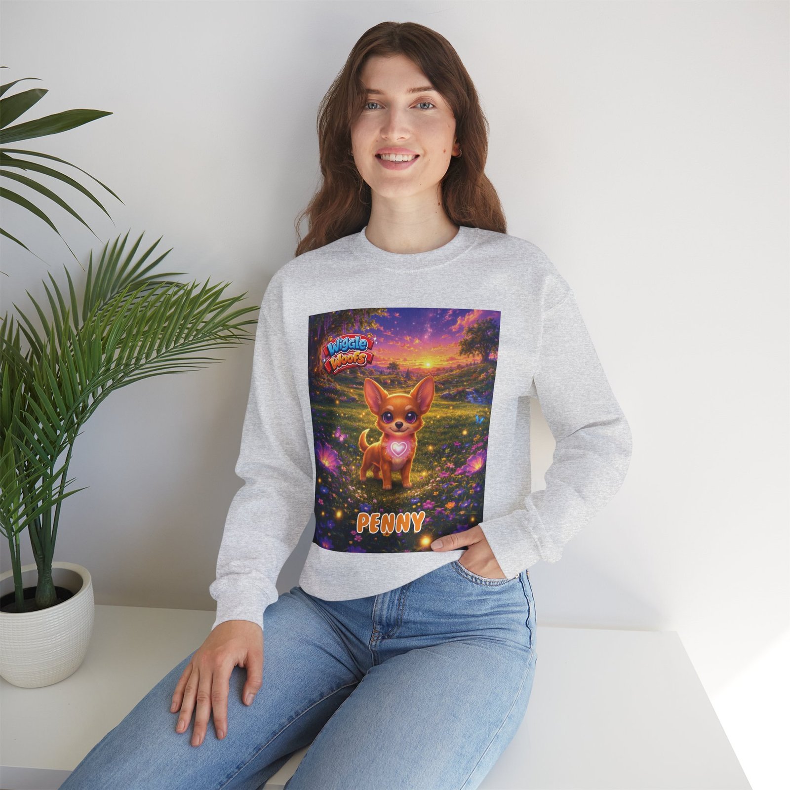 'Penny' Wiggle Woofs™ Unisex Heavy Blend™ Crewneck Sweatshirt - Image 8