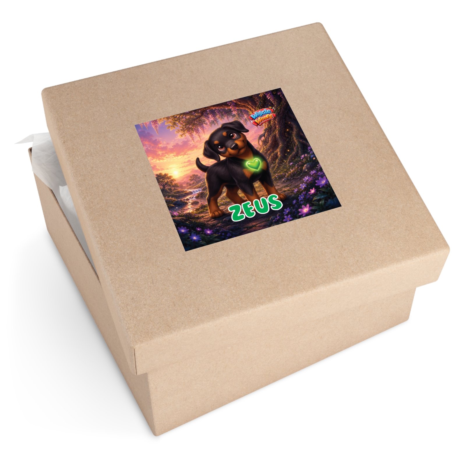 Zeus Wiggle Woofs™ Square Vinyl Stickers - Image 8