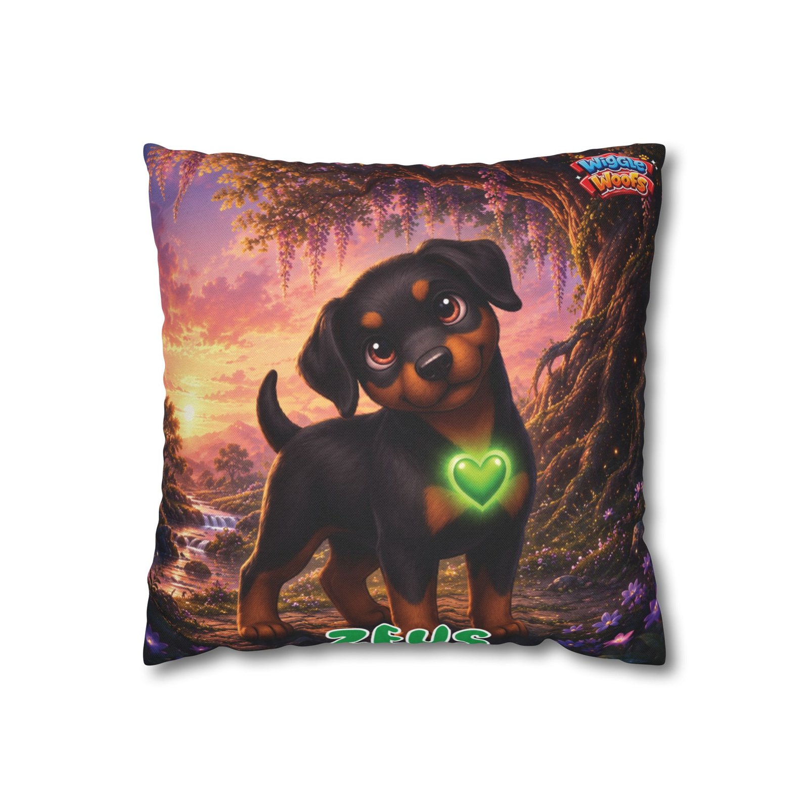 Zeus Wiggle Woofs™ Spun Polyester Square Pillowcase