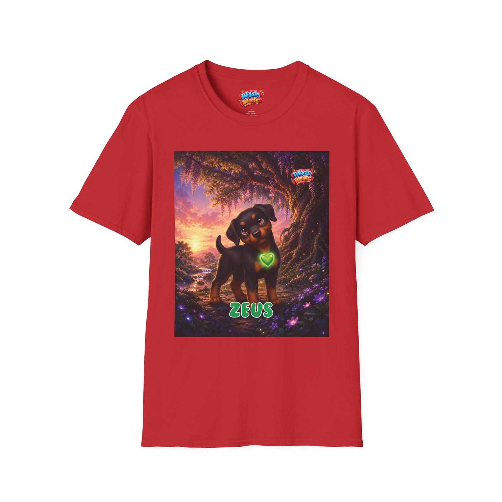 Zeus Wiggle Woofs™ Unisex Softstyle T-Shirt - Image 35