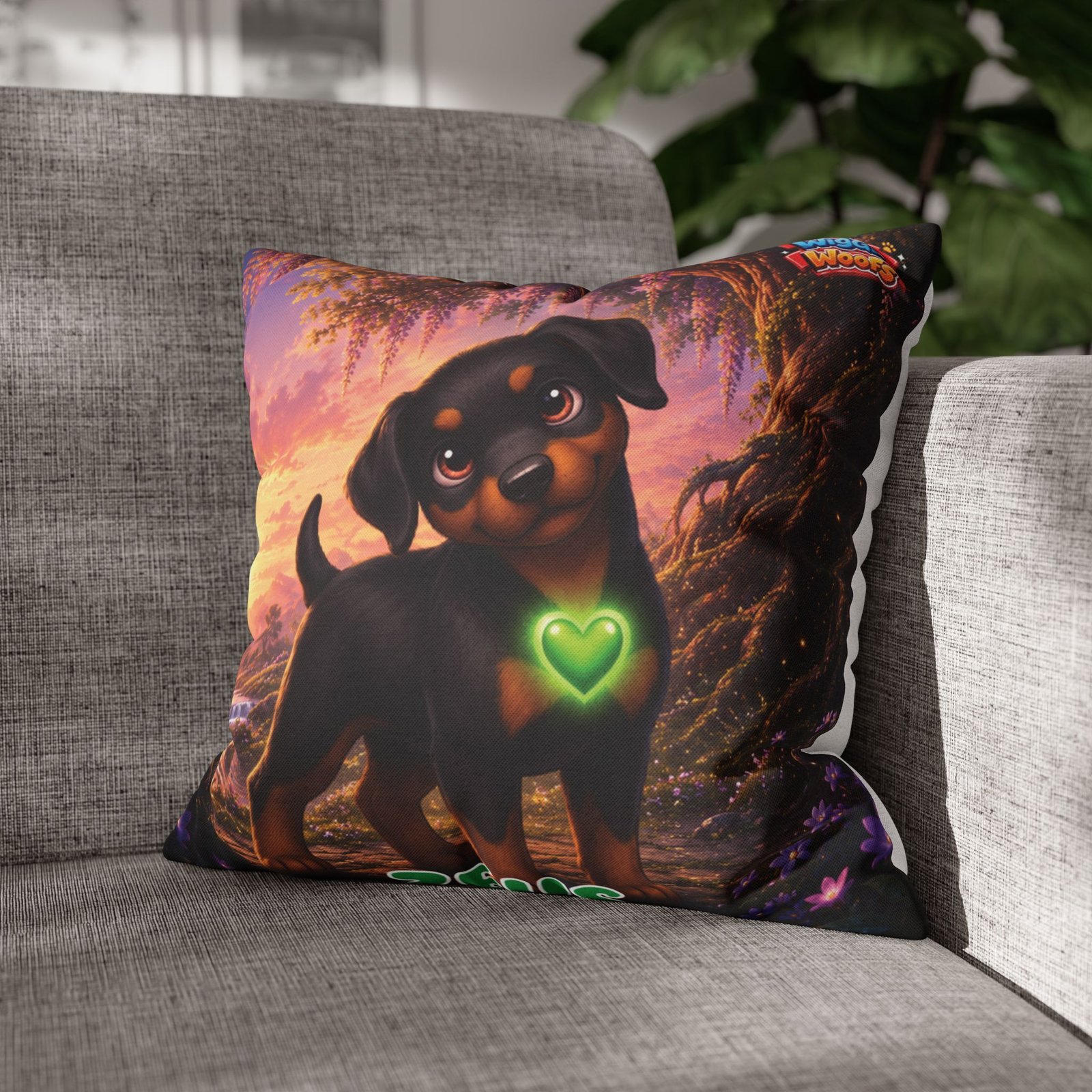 Zeus Wiggle Woofs™ Spun Polyester Square Pillowcase - Image 10