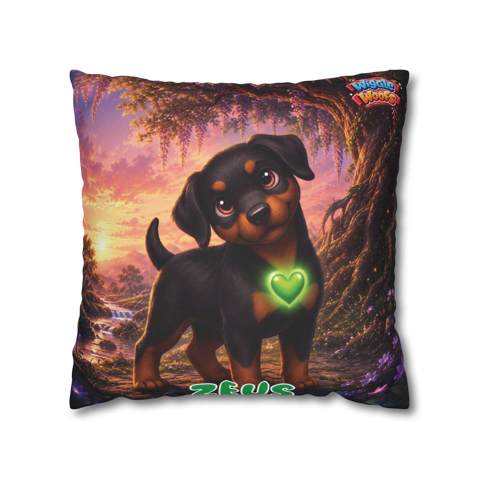 Zeus Wiggle Woofs™ Spun Polyester Square Pillowcase - Image 12