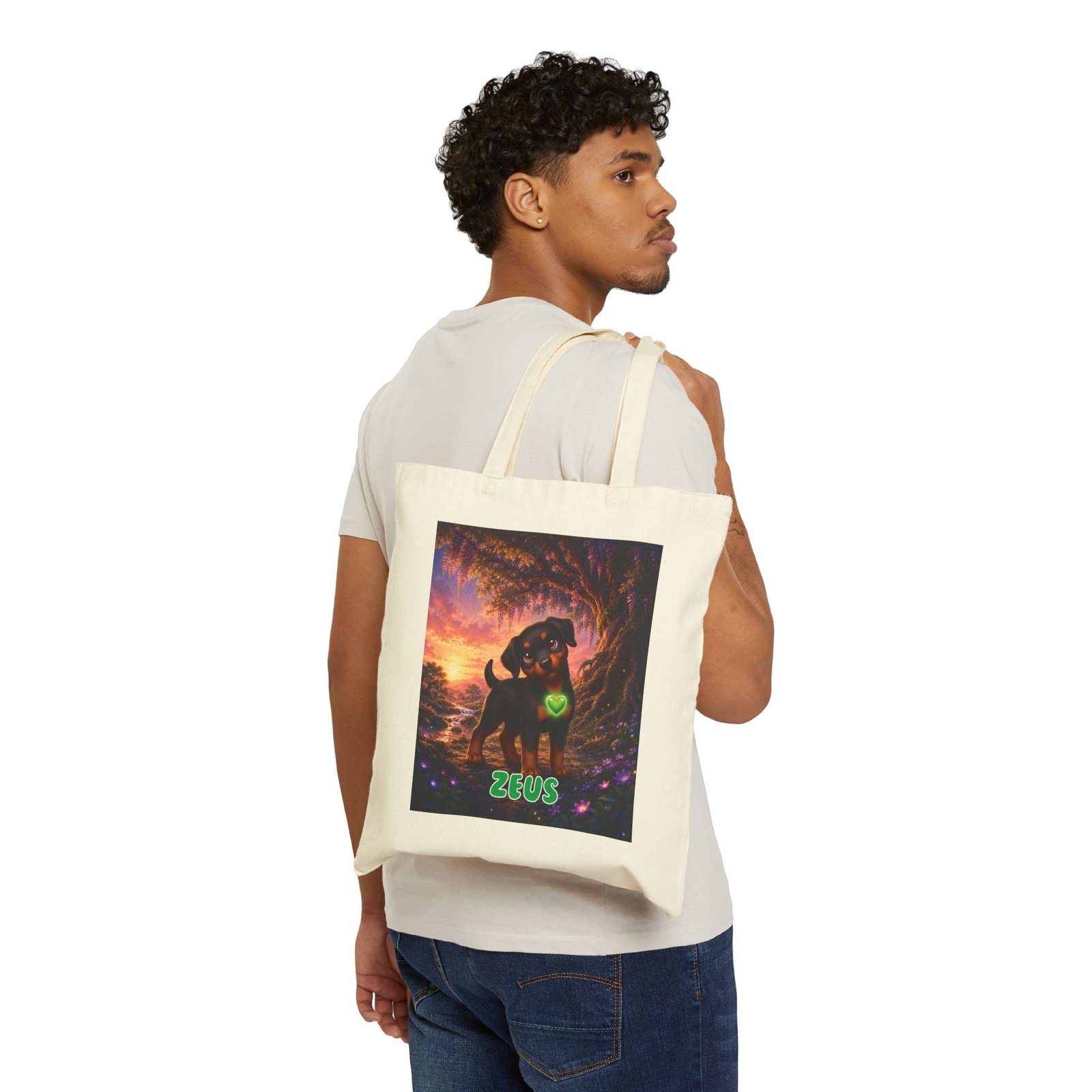 Zeus Wiggle Woofs™ Cotton Canvas Tote Bag - Image 4