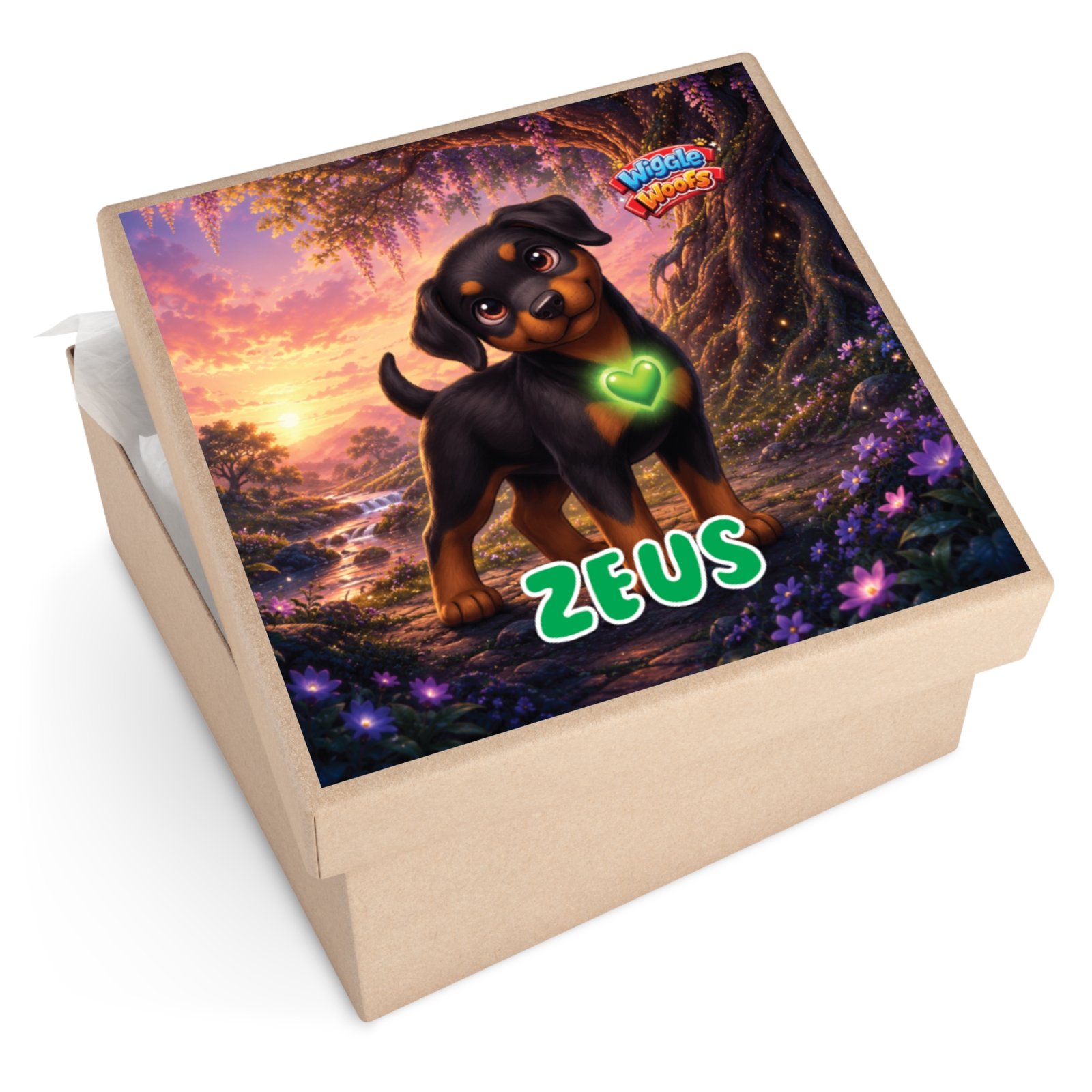 Zeus Wiggle Woofs™ Square Vinyl Stickers - Image 2