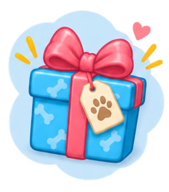Gift box with paw print representing meaningful pet keepsakes